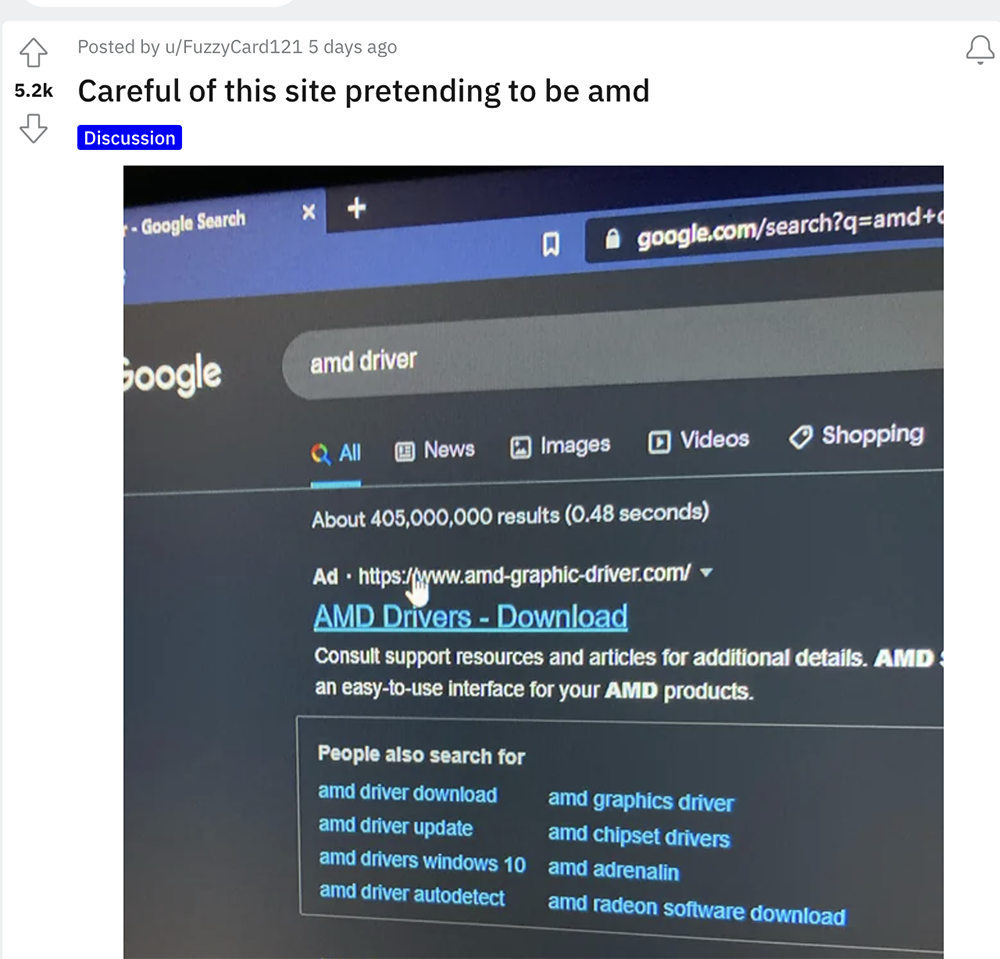 國外 Google 搜尋第一位出現假 AMD Radeon 驅動程式載點，AMD 用戶請小心別載錯 - 電腦王阿達