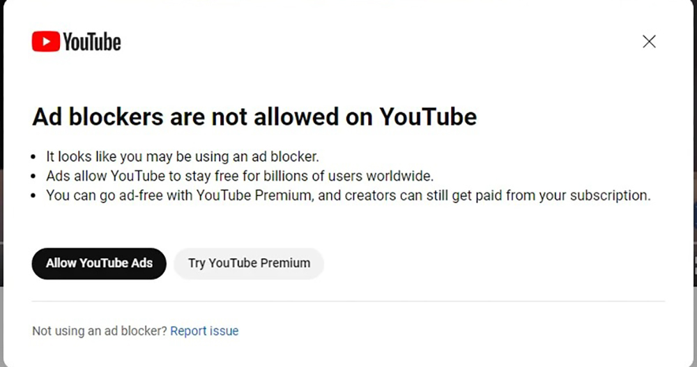 YouTube 啟動封鎖 Ad Blocker 廣告阻擋